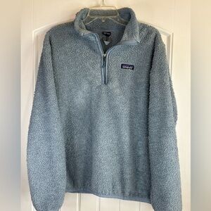 Patagonia Jacket Womens Medium Large Blue Los Gatos 1/4 Zip Fleece Fuzzy Teddy